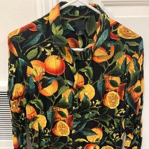 H&M Orange Print Button Down